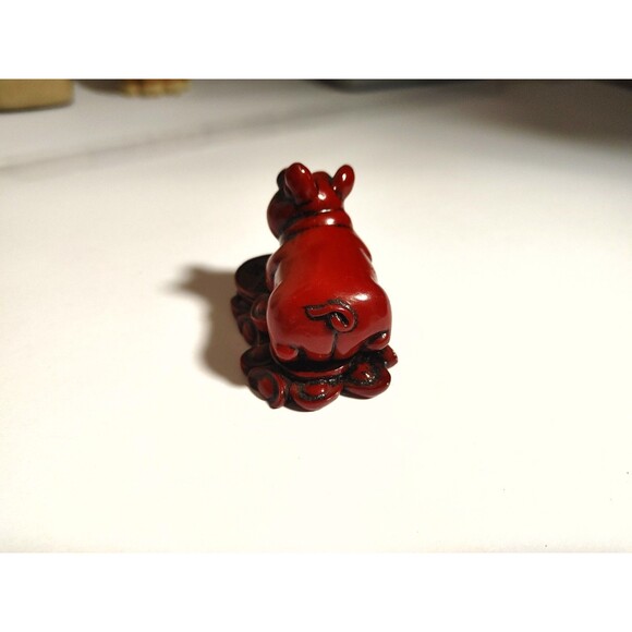 Cinnabar Red Pig Boar Figurine Chinese Horoscope Feng Shui Zodiac Luck Fortune - Picture 4 of 7